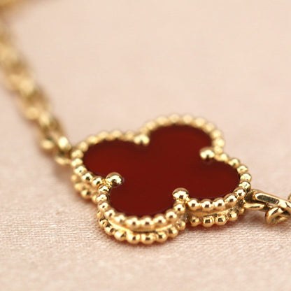 [BIJOUX]CLOVER 5 MOTIFS RED AGATE  BRACELET