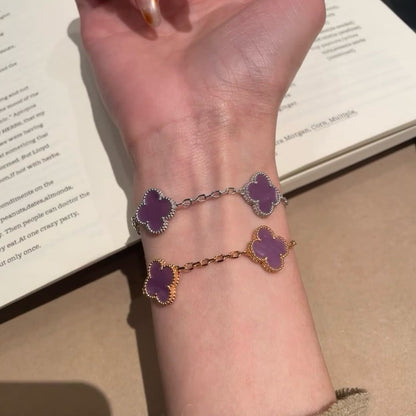 [BIJOUX]CLOVER  5 MOTIFS  PURPLE VIOLET BRACELET