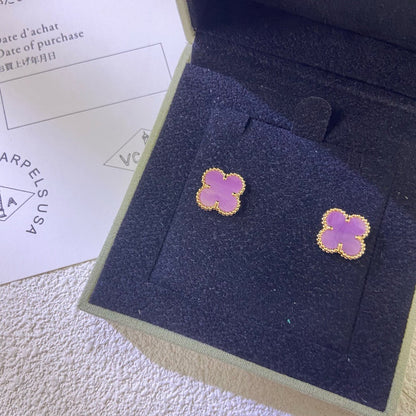 [BIJOUX]CLOVER MINI 9.5MM  PURPLE VIOLET EARRINGS