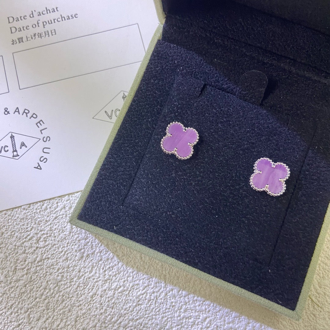[BIJOUX]CLOVER MINI 9.5MM  PURPLE VIOLET EARRINGS