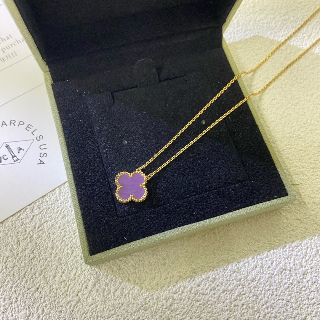 [BIJOUX]CLOVER 15MM  PURPLE VIOLET NECKLACE