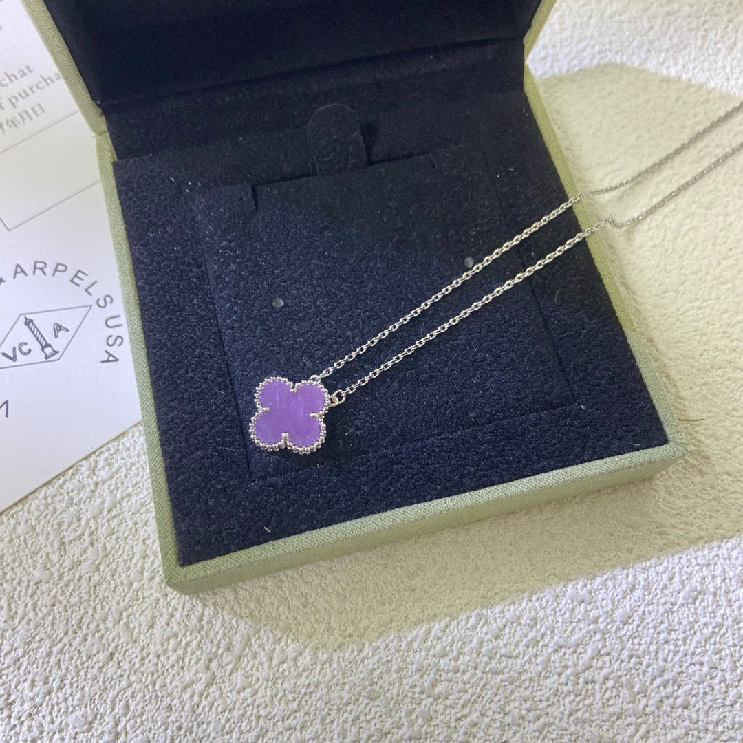 [BIJOUX]CLOVER 15MM  PURPLE VIOLET NECKLACE
