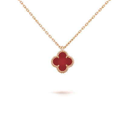 [BIJOUX]CLOVER MINI 9.5MM WHITE CARNELIANS NECKLACE