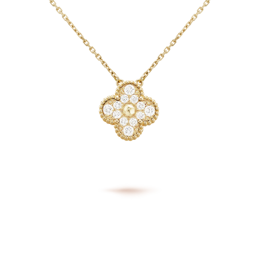 [BIJOUX]CLOVER 15MM DIAMOND SINGLE FLOWER NECKLACE