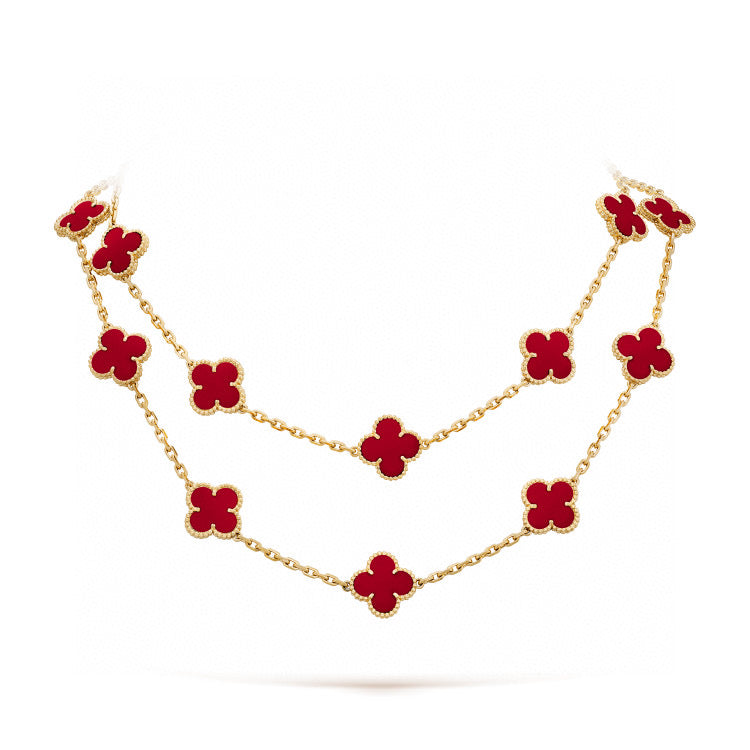 [BIJOUX]CLOVER 20 MOTIFS CARNELIAN NECKLACE