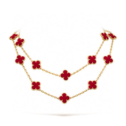 [BIJOUX]CLOVER 20 MOTIFS CARNELIAN NECKLACE