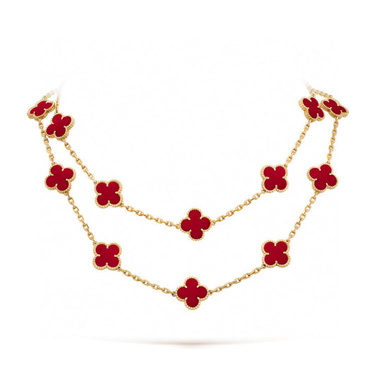 [BIJOUX]CLOVER 20 MOTIFS CARNELIAN NECKLACE