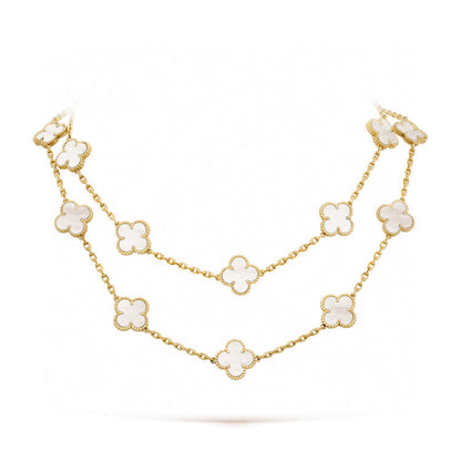 [BIJOUX]CLOVER 20 MOTIFS WHITE MOP NECKLACE