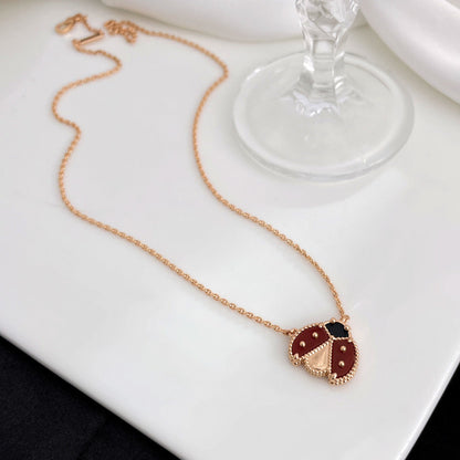 [BIJOUX]LUCKY  CARNELIANS LADYBUG NECKLACE