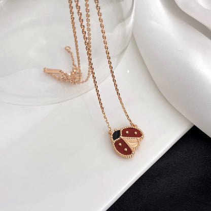 [BIJOUX]LUCKY  CARNELIANS LADYBUG NECKLACE