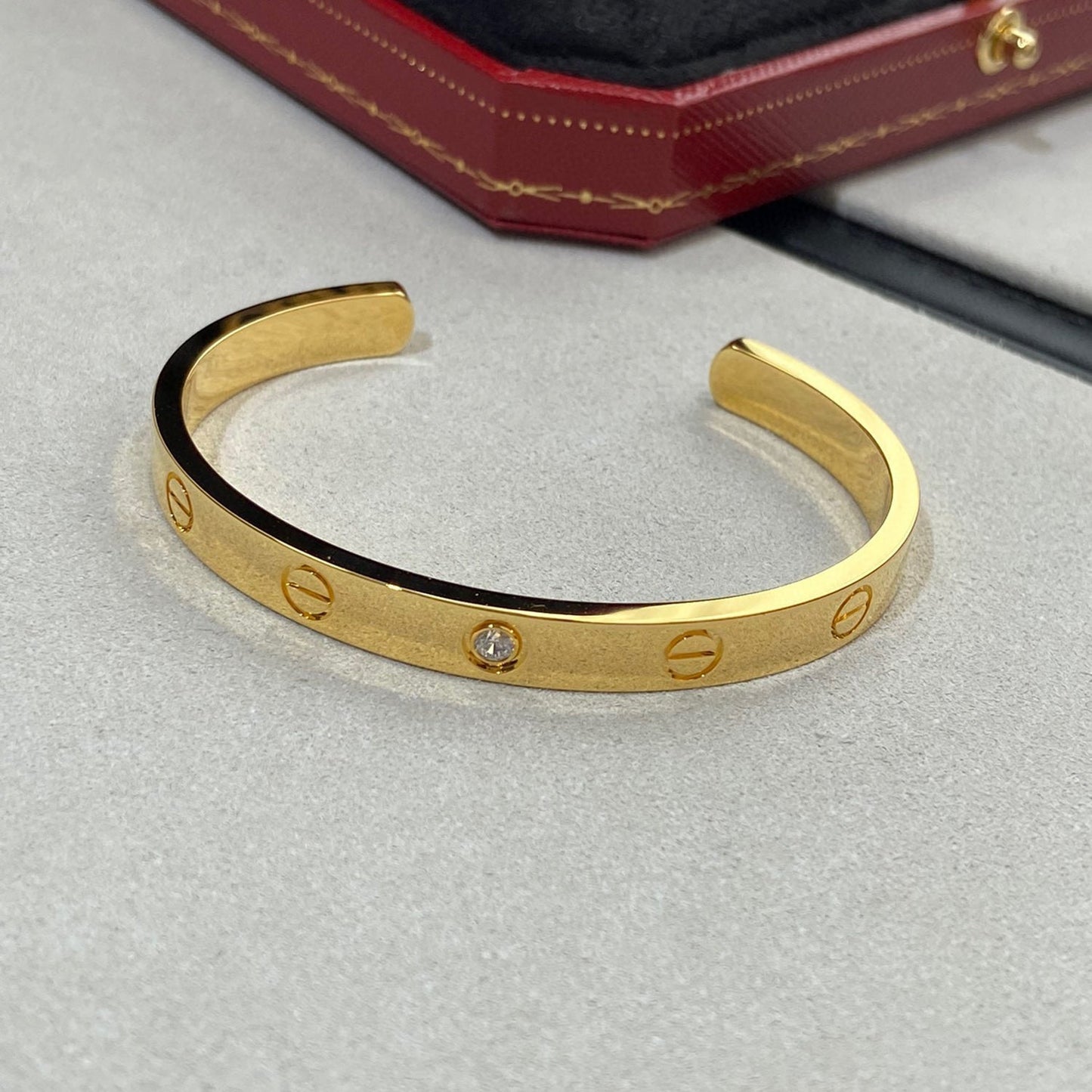 [BIJOUX]LOVE BRACELET 6.1MM 1 DIAMOND OPEN CUFF