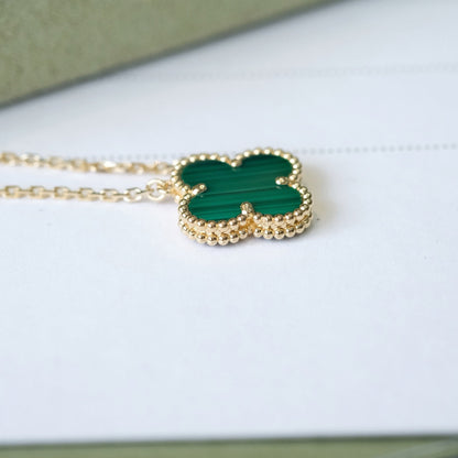 [BIJOUX]CLOVER 15MM MALACHITE SINGLE FLOWER  NECKLACE