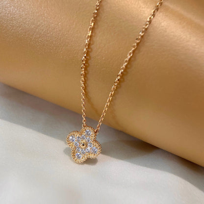 [BIJOUX]CLOVER 15MM DIAMOND SINGLE FLOWER NECKLACE