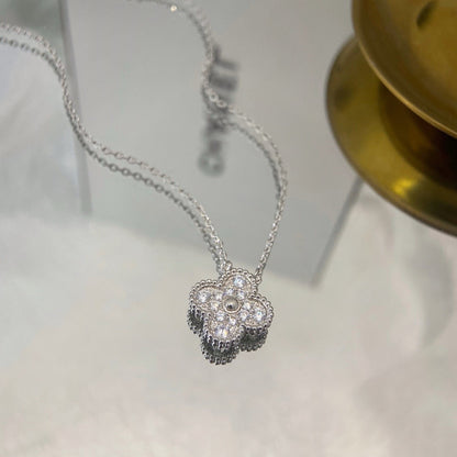 [BIJOUX]CLOVER 15MM DIAMOND SINGLE FLOWER NECKLACE