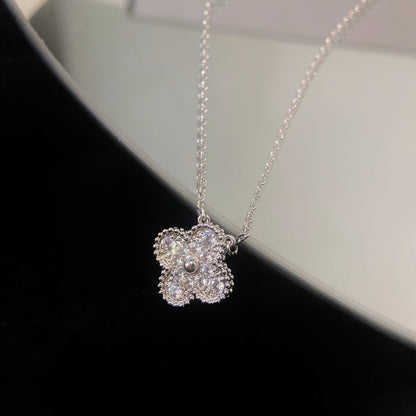 [BIJOUX]CLOVER 15MM DIAMOND SINGLE FLOWER NECKLACE