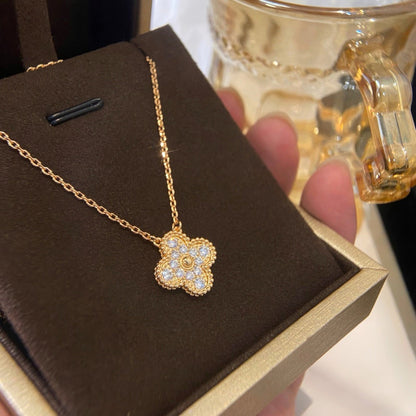 [BIJOUX]CLOVER 15MM DIAMOND SINGLE FLOWER NECKLACE