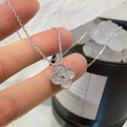 [BIJOUX]CLOVER 15MM DIAMOND SINGLE FLOWER NECKLACE