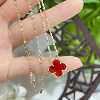 [BIJOUX]CLOVER 15MM CARNELIAN SINGLE FLOWER NECKLACE