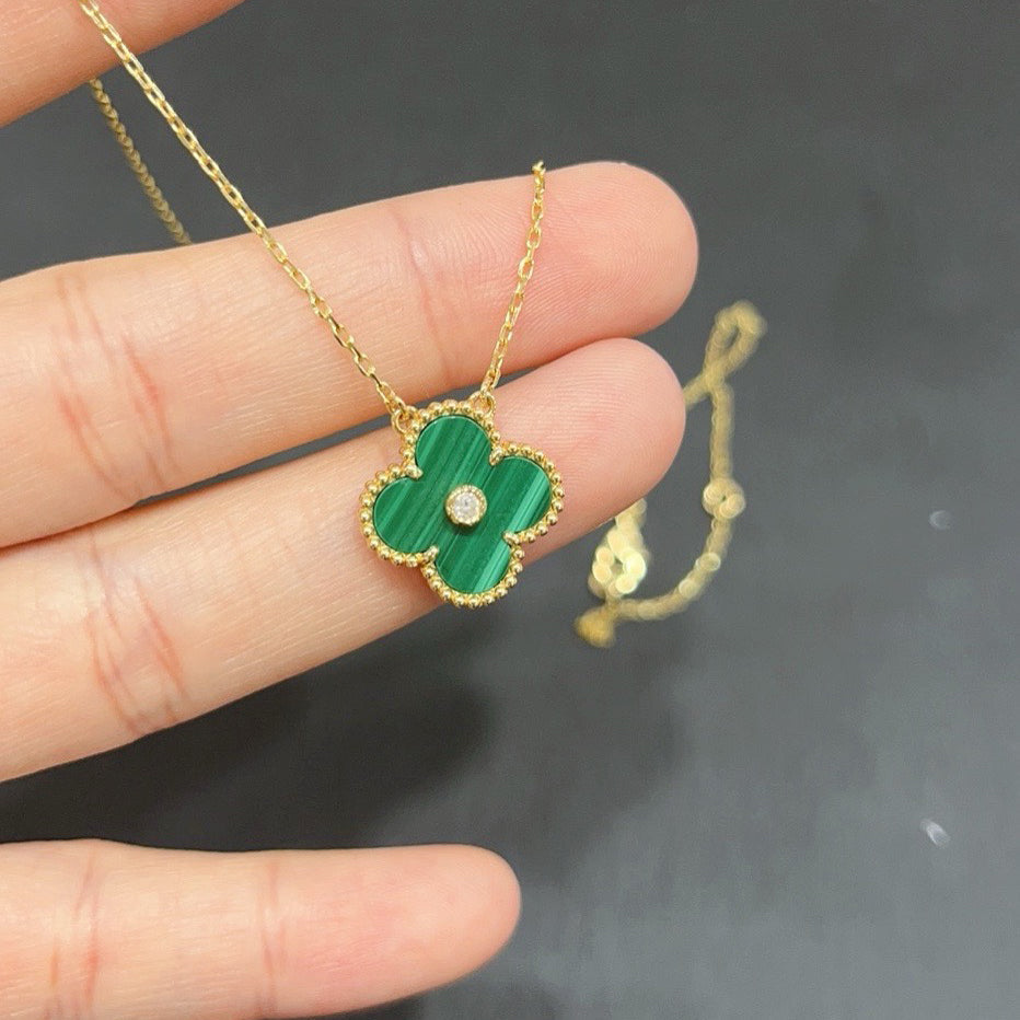 [BIJOUX]CLOVER 15MM DIAMOND TURQUOISE NECKLACE