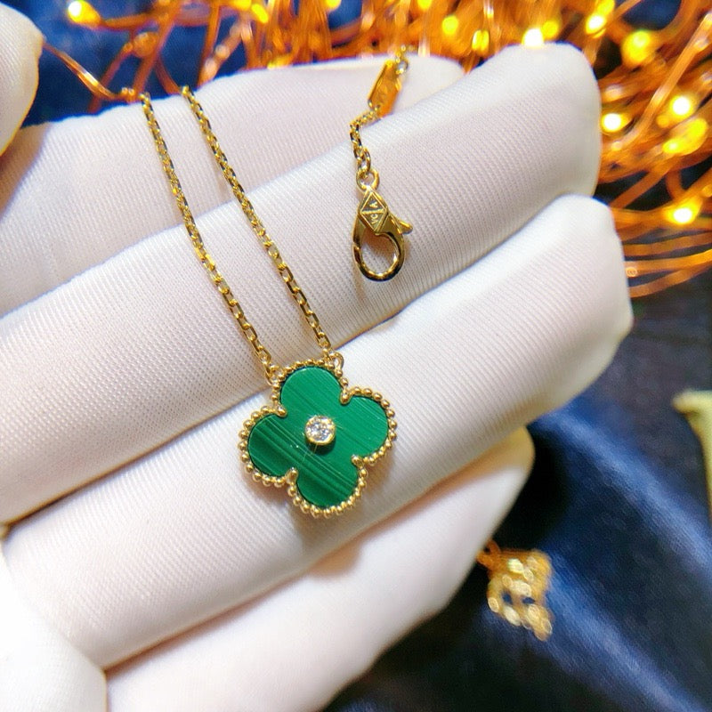 [BIJOUX]CLOVER 15MM DIAMOND TURQUOISE NECKLACE