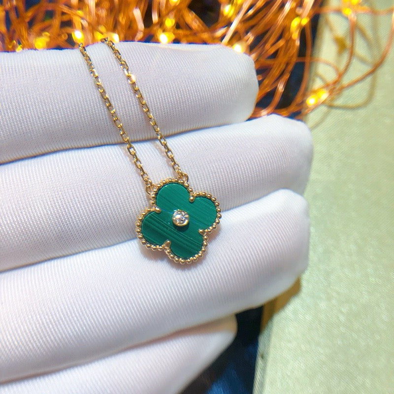 [BIJOUX]CLOVER 15MM DIAMOND TURQUOISE NECKLACE