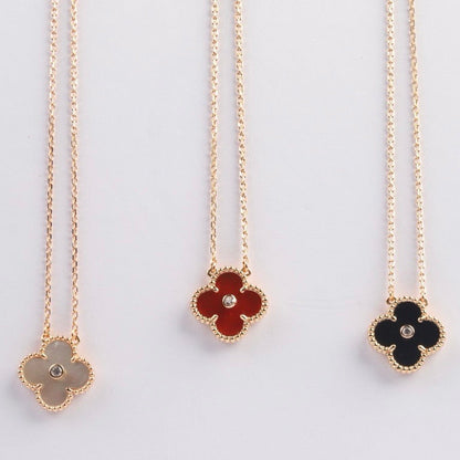 [BIJOUX]CLOVER 15MM DIAMOND CARNELIAN NECKLACE