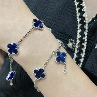 [BIJOUX]CLOVER 5 MOTIF PIETERSITE SILVER BRACELET