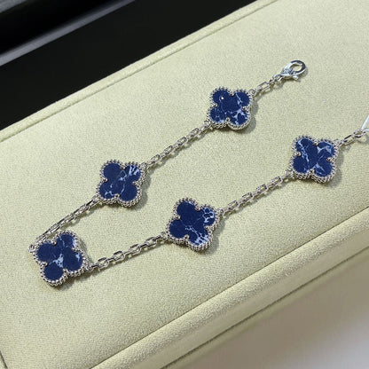 [BIJOUX]CLOVER 5 MOTIF PIETERSITE SILVER BRACELET