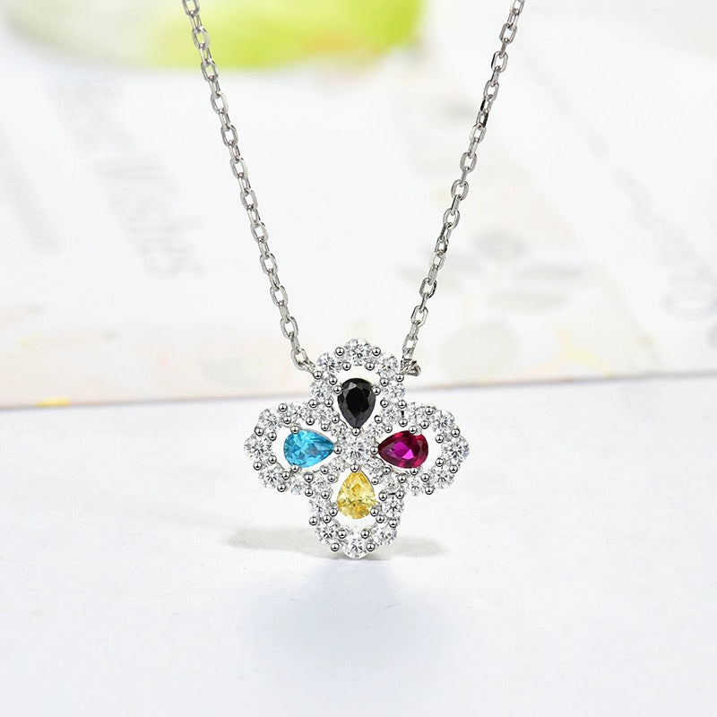 [BIJOUX] COLLIER BOUCLE MOTIF COMPLET DIAMANT 16MM MULTICOLORE