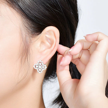 [BIJOUX]LOOP EARRINGS FULL MOTIF DIAMOND 16MM SILVE