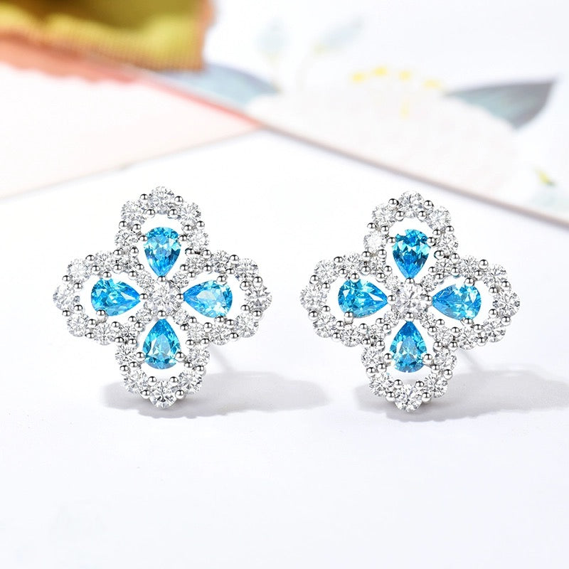 [BIJOUX]LOOP EARRINGS FULL MOTIF DIAMOND 16MM SILVE