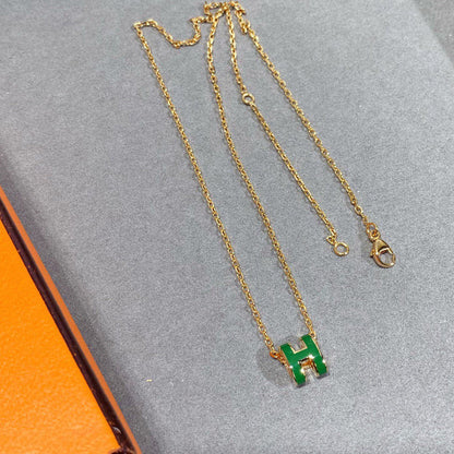 [BIJOUX] COLLIER POP H VERT ARGENT ET OR