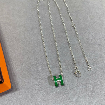 [BIJOUX] COLLIER POP H VERT ARGENT ET OR