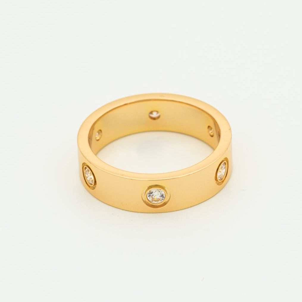 [BIJOUX]LOVE RING 5.5MM 6 DIAMONDS PINK GOLD