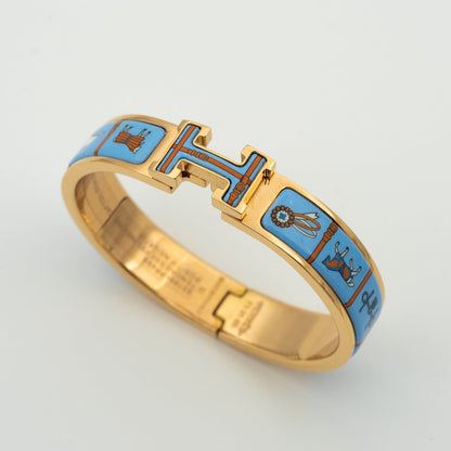 [BIJOUX]H PINK GOLD BRACELET BLUE CERAMIC