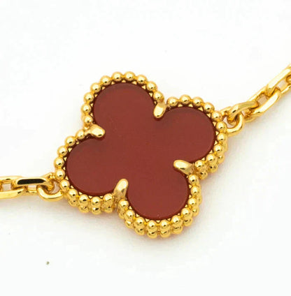 [BIJOUX]CLOVER 5 MOTIFS CARNELIAN DIAMOND BRACELET