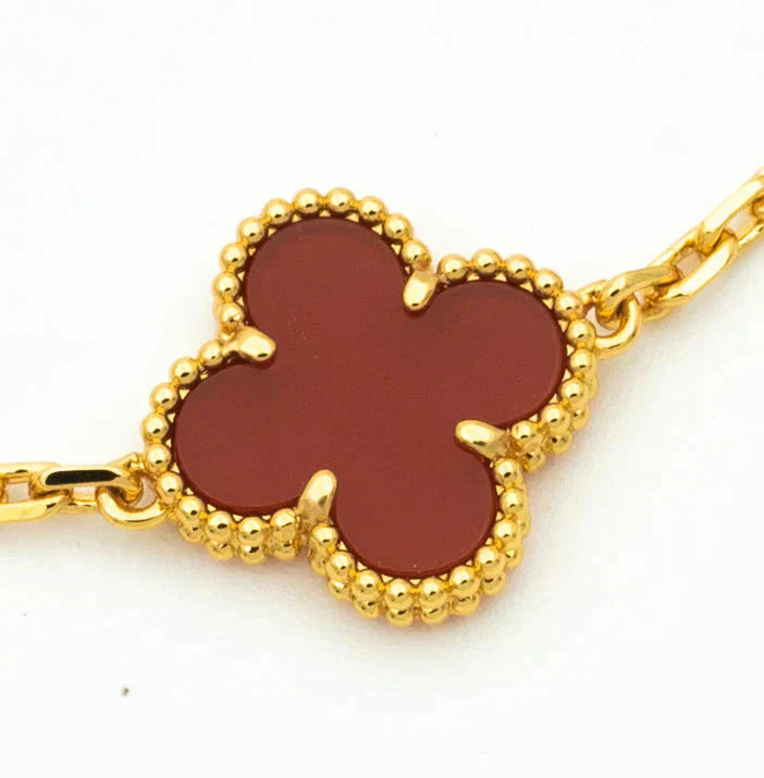 [BIJOUX]CLOVER  5 MOTIFS CARNELIAN GOLD BRACELET