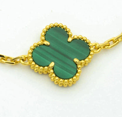 [BIJOUX]CLOVER  5 MOTIF MALACHITE DIAMOND BRACELET