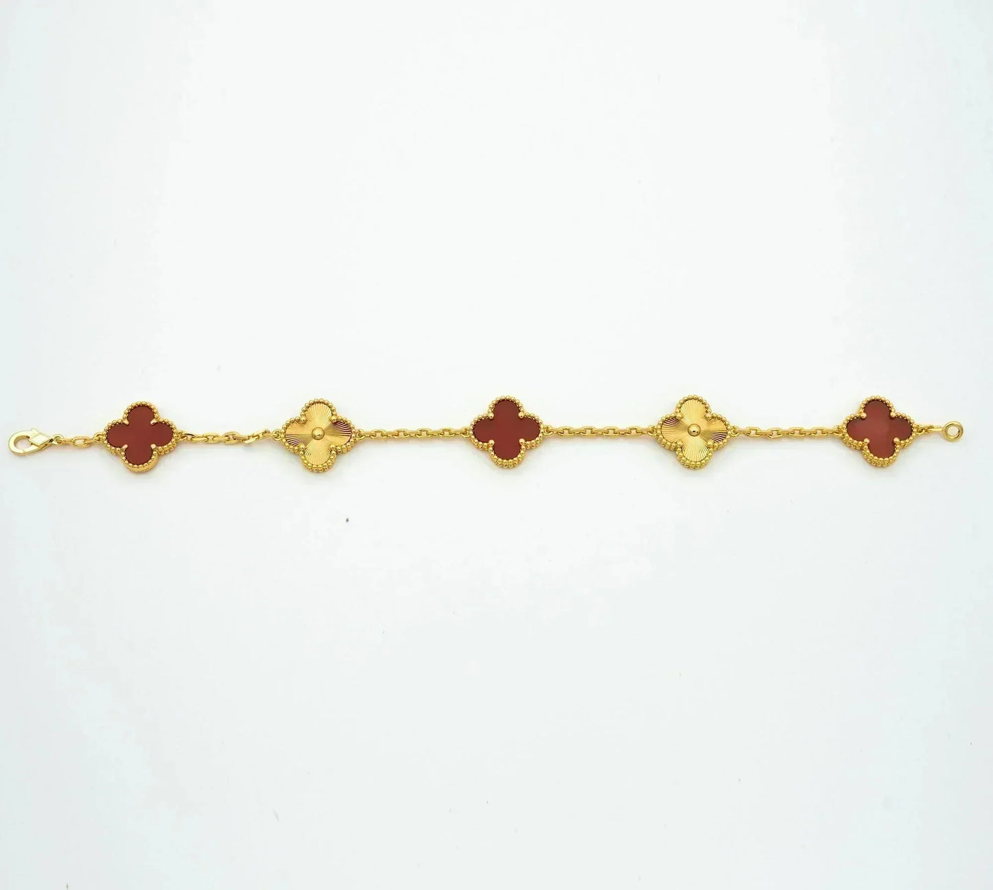 [BIJOUX]CLOVER  5 MOTIFS CARNELIAN GOLD BRACELET