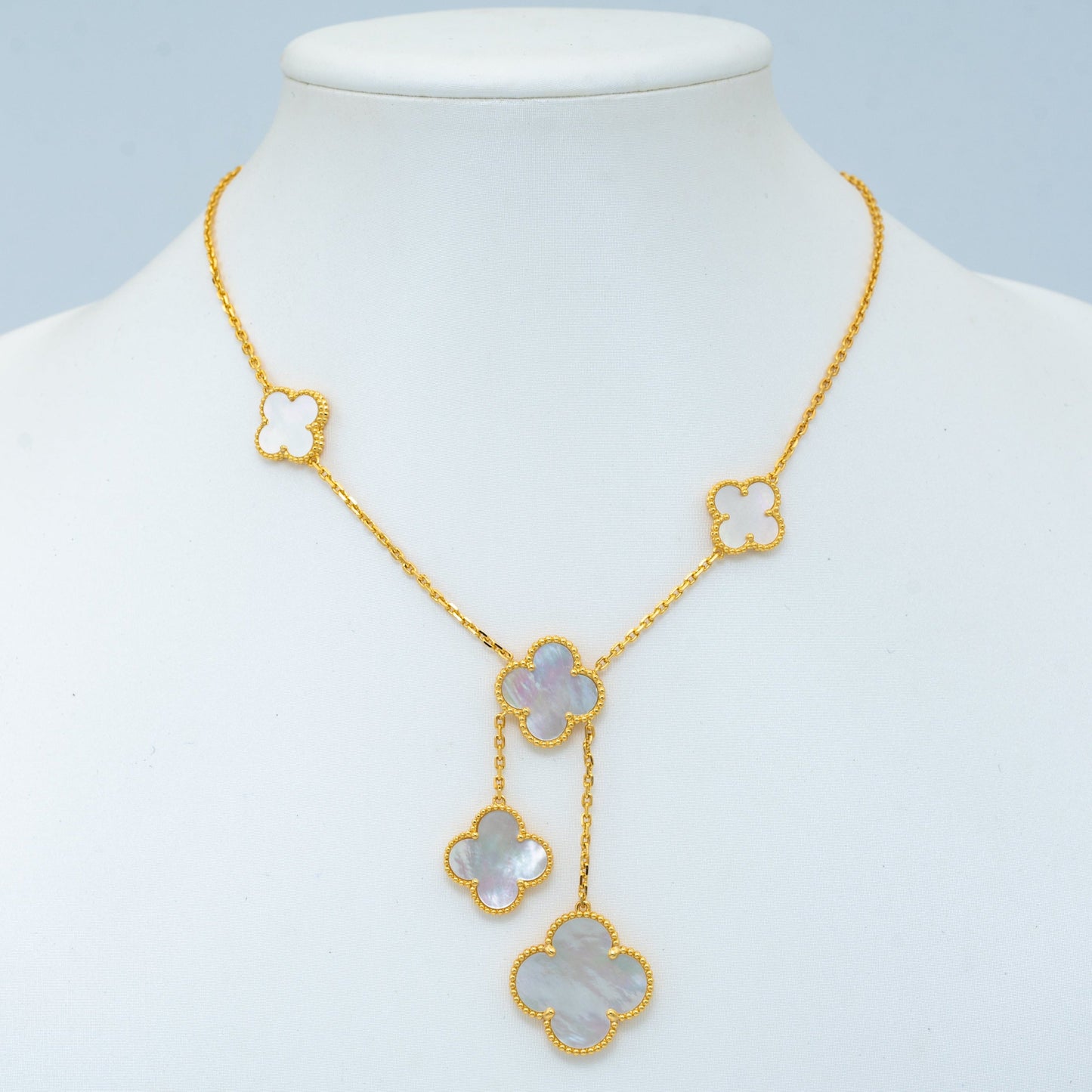 [BIJOUX]CLOVER MOTHER OF PEARL NECKLACE 6 MOTIF