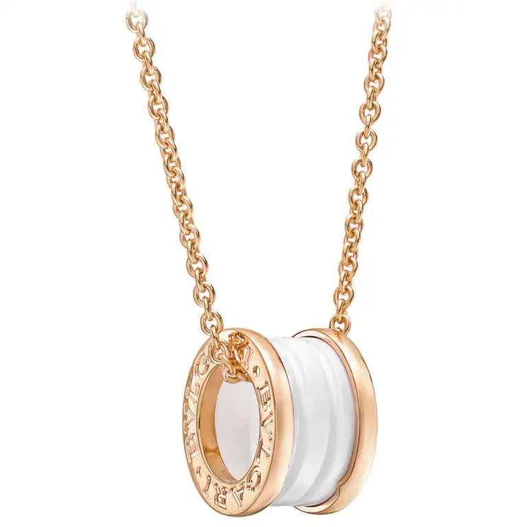 [BIJOUX]ZERO 1 WHITE CERAMIC PINK GOLD DIAMOND NECKLACE