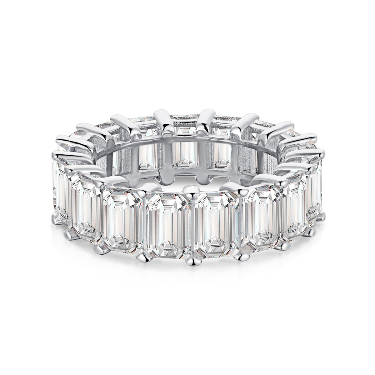 [Goodv]0.75 Carat Elegant Emerald Cut Tennis Ring