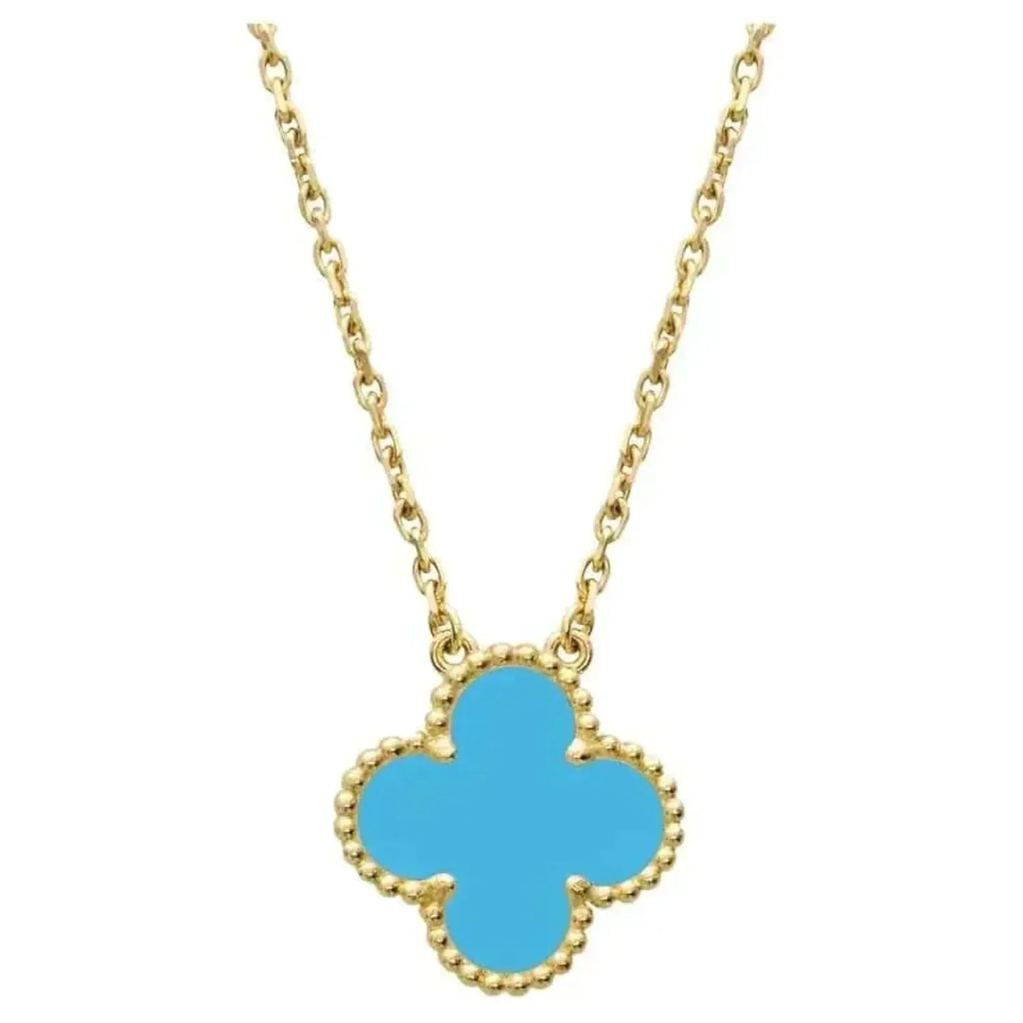 [BIJOUX]CLOVER 15MM VINTAGE TURQUOISE NECKLACE