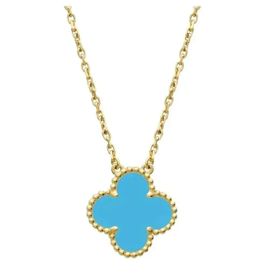 [BIJOUX]CLOVER 15MM VINTAGE TURQUOISE NECKLACE