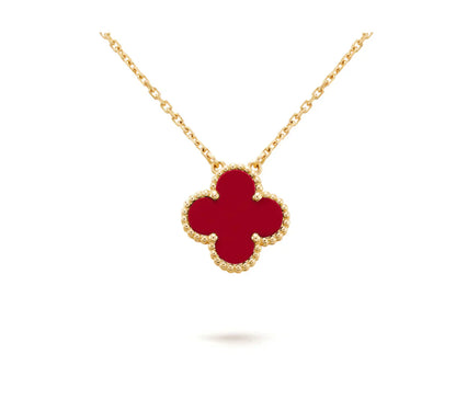 [BIJOUX]CLOVER 15MM CARNELIAN SINGLE FLOWER NECKLACE