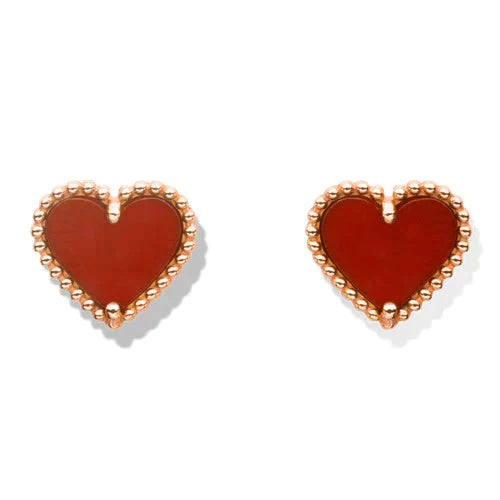 [BIJOUX]HEART CARNELIAN STUD EARRINGS