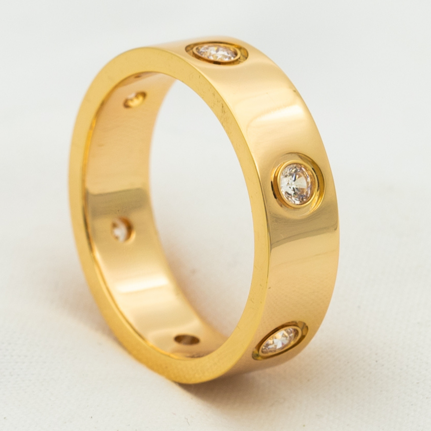 [BIJOUX]LOVE RING 5.5MM 6 DIAMONDS PINK GOLD