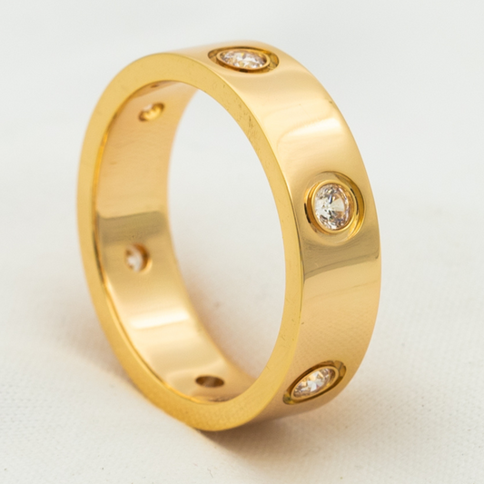 [BIJOUX]LOVE RING 5.5MM 6 DIAMONDS PINK GOLD