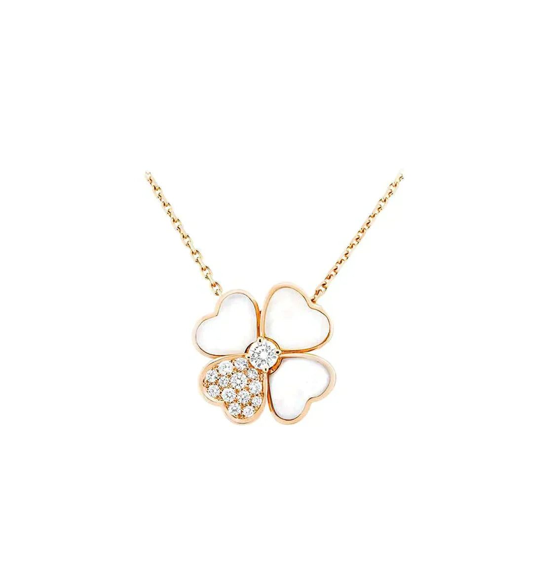 [BIJOUX]CLOVER MOP DIAMOND ROSE GOLD NECKLACE