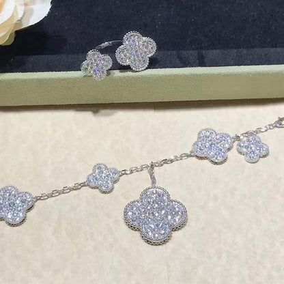 [BIJOUX]CLOVER 6 MOTIFS SILVER DIAMOND BRACELET